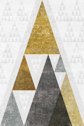 Framed Mod Triangles III Gold Print