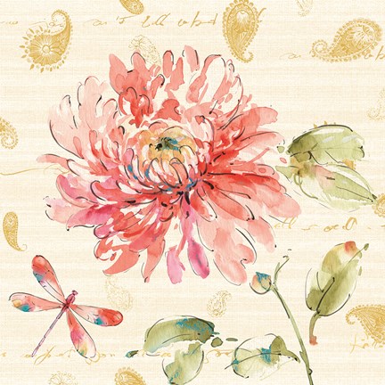 Framed Happy Gypsy III Gold Paisley Print