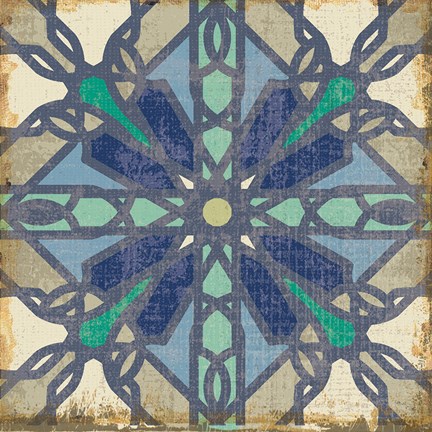 Framed Santorini Tile IV Print