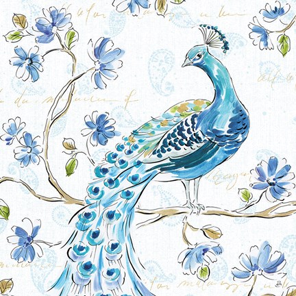 Peacock Allegory IV White Fine Art Print by Daphne Brissonnet at ...