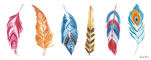 Framed Rainbow Feathers II Print