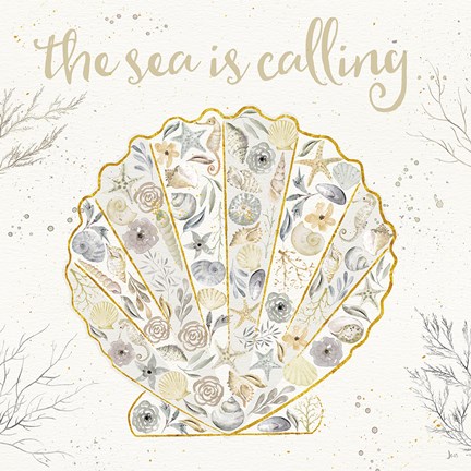 Framed Seaside Blossoms I Neutral Print