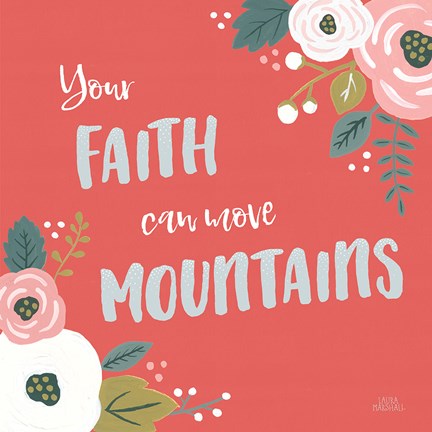 Framed Wildflower Daydreams V Move Mountains Red Print