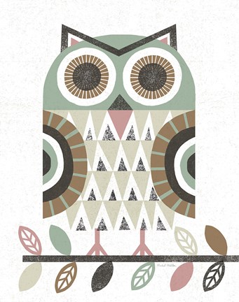 Framed Folk Lodge Owl v2 Hygge Print
