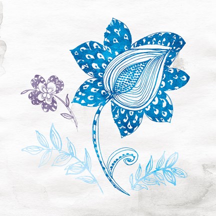 Framed Eastern Boho I Peacock Blue Print