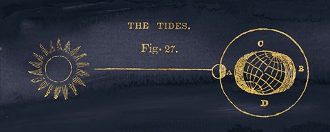 Framed Geography of the Heavens VI Blue Gold Print