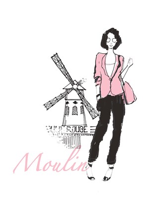 Framed French Chic IV Pink on White Print