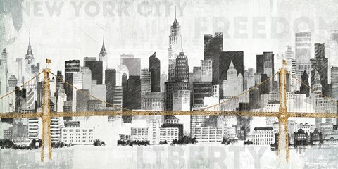 Framed New York Skyline II Print