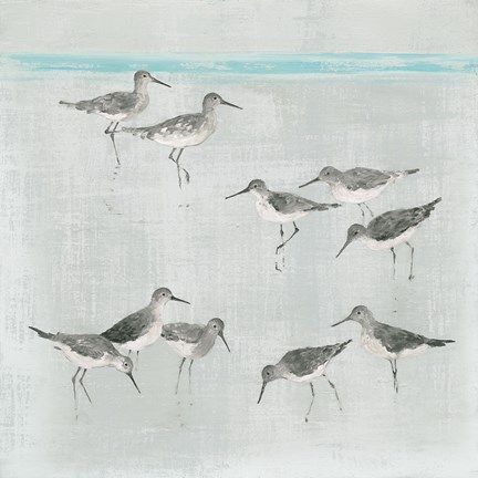 Framed Sandpipers Gray Print