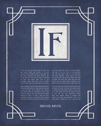 Framed If by Rudyard Kipling - Ornamental Border Blue Print