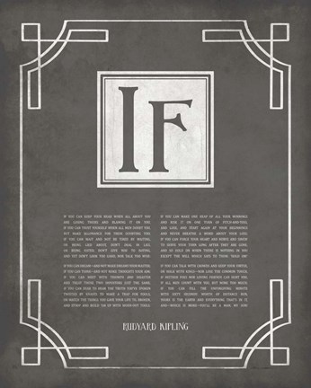 Framed If by Rudyard Kipling - Ornamental Border Gray Print
