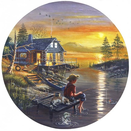 Framed Boy Fishing Print