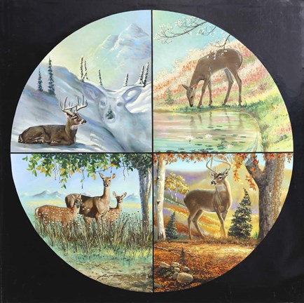 Framed Deer Quadrant Print