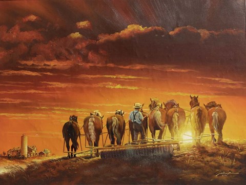 Framed Working Horses Print