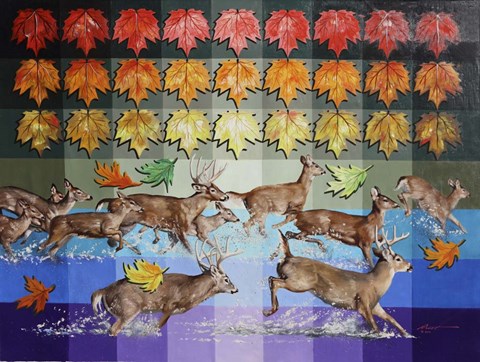 Framed Deer Run Print