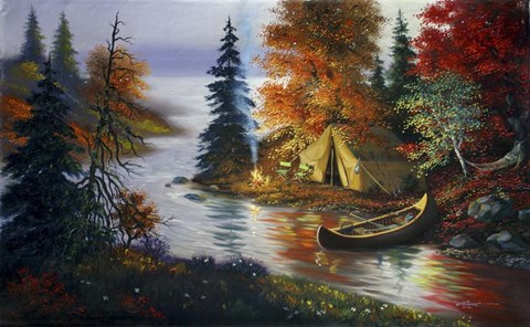 Framed Tent Canoe Print