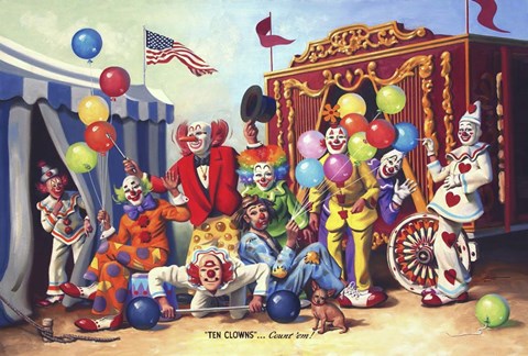 Framed Ten Clowns Print