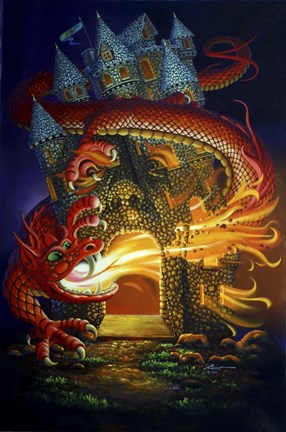 Framed Somebody's At The Door/Dragonslayer Print