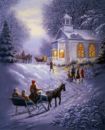 Framed Sleigh Church Print