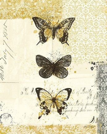 Framed Golden Bees n Butterflies No 2 Print