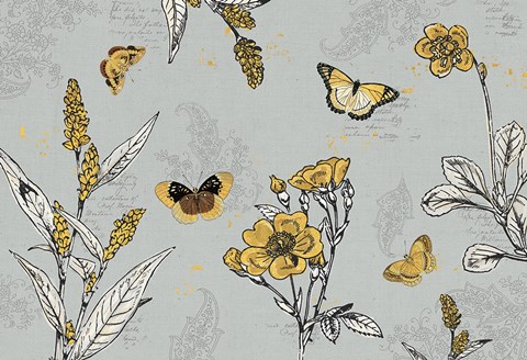 Framed Harvest Fields I Gray Print