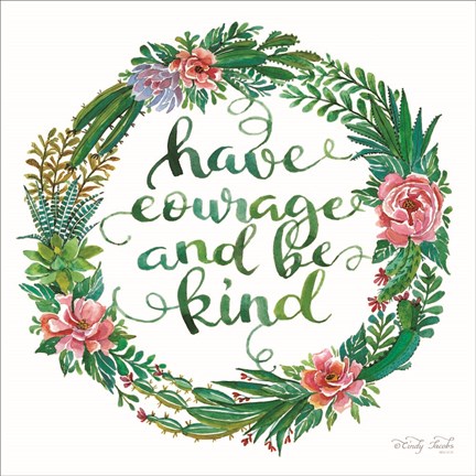 Framed Have Courage Succulent Wreath Print