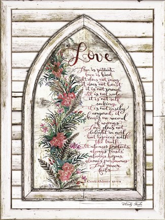 Framed Love is Patient Arch with Flowers Print