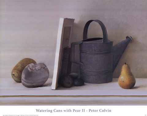 Framed Watering Cans with Pear II Print