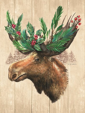 Framed Holiday Moose Print