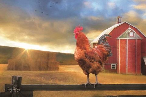 Framed Good Morning Rooster Print