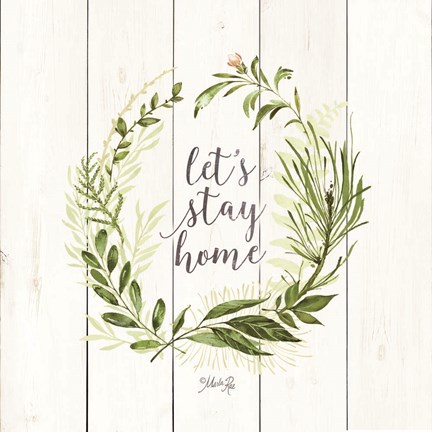 Framed Let&#39;s Stay Home Wreath Print