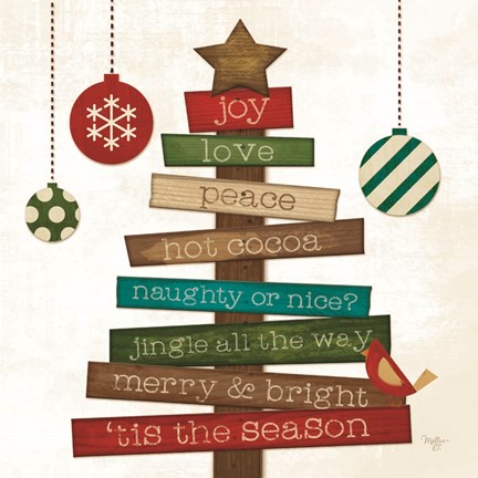Framed Christmas Tree Sentiments Print