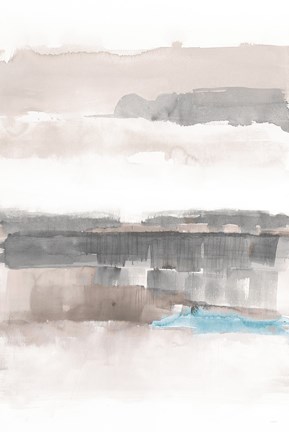 Framed Influence of Line and Color Neutral Aqua Print