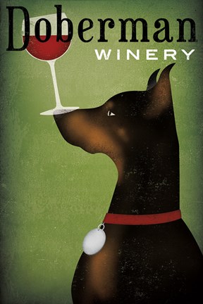 Framed Single Doberman Winery Print