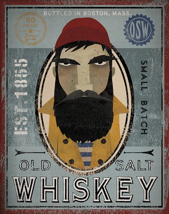Framed Fisherman VI Old Salt Whiskey Print