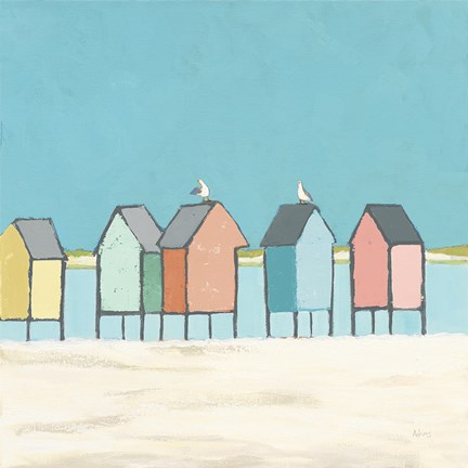 Framed Cabanas II Pastel Print