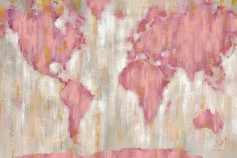 Framed Blushing World Map v2 Crop Print