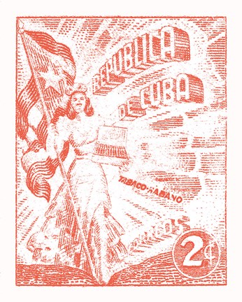 Framed Cuba Stamp XXI Bright Print