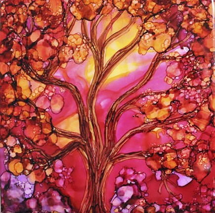 Framed Sunset Tree Print