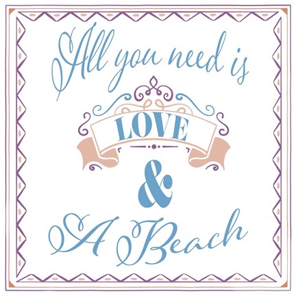 Framed Beach Sign 1 Print