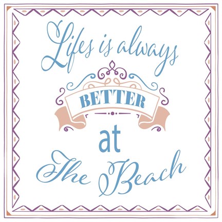 Framed Beach Sign 2 Print