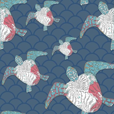 Framed Sea Side BoHo Pattern - Turtles Print