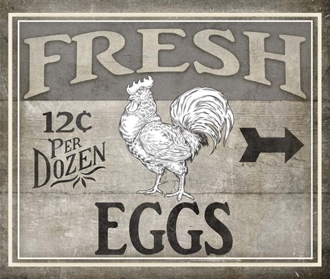 Framed Vintage Farm Sign - Local Farmer - Fresh Eggs Print