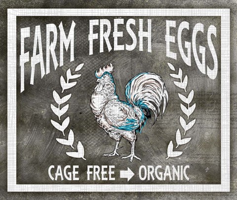 Framed Farm Sign Eggs Print