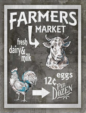 Framed Farm Sign Farmers Market 3 Print