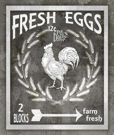 Framed Farm Sign Fresh Eggs Print