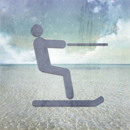 Framed Beach Signs Skiier Print