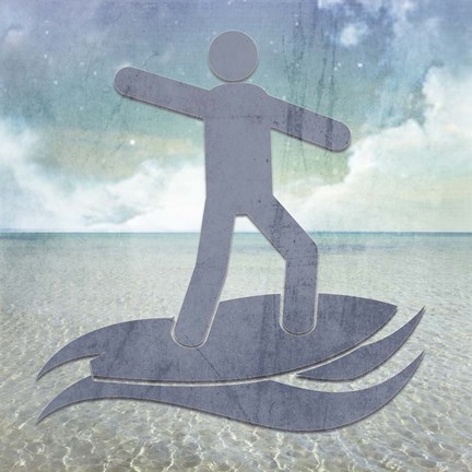 Framed Beach Signs Surfer2 Print