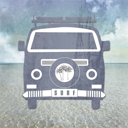Framed Beach Signs SurfVan Print
