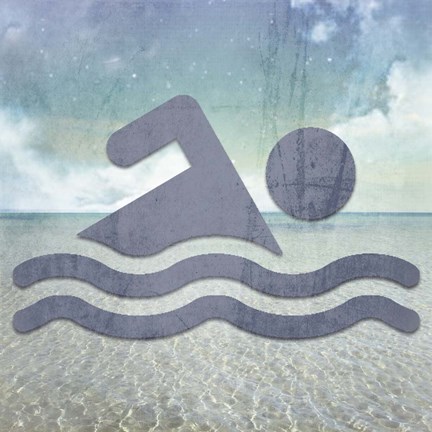 Framed Beach Signs Swimming3 Print